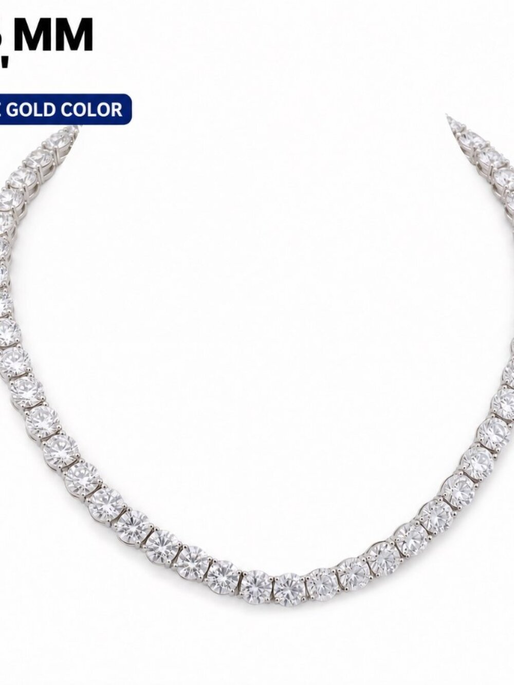 LEKANI 6.5mm Moissanite Tennis Necklace S925 Silver 22 in